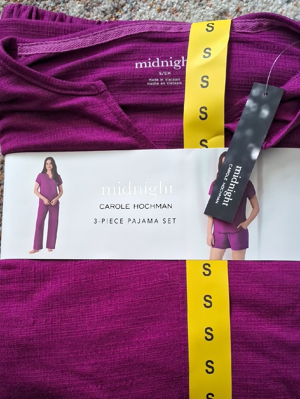 Midnight by Carole Hochman Women's 3-Piece Pajama Set - Plum (S)🌹🌹🌹🌹